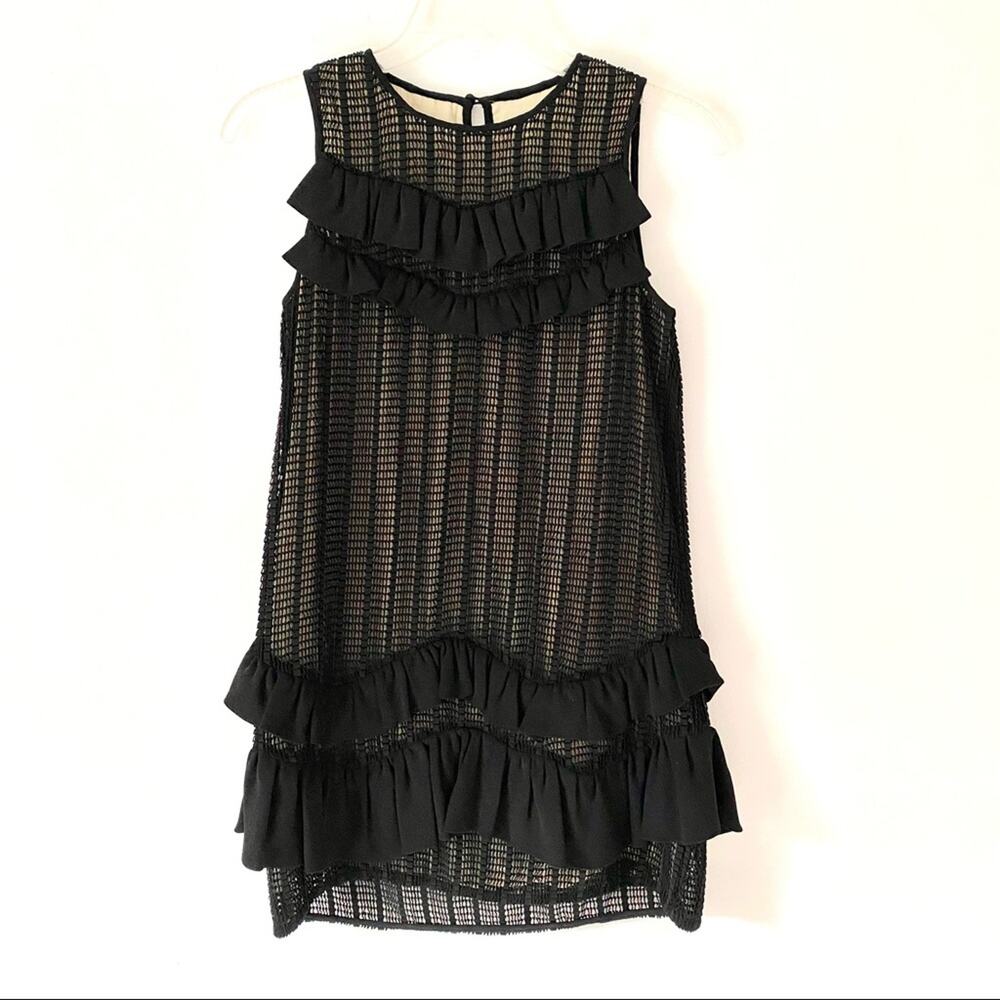 3.1 Philip Lim Black Frill Ruffle Lace Sleeveless Mini Dress size 0